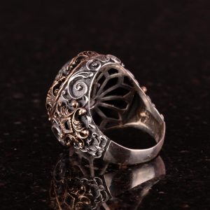 925 Ayar Katı Gümüş Doğal Taş Erkek Yüzük, Erkekler İçin Sultan Yüzüğü - Görsel 2