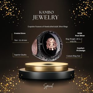 925 Ayar Gümüş El Yapımı Erkek Yüzük - Davut Yıldızı Yüzüğü (Osmanlı İmparatorluğu Arması) - Görsel 2