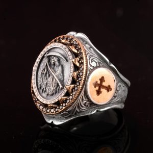 Kambo Cross Ring, Christian Ring, Grim Reaper Ring - Görsel 4