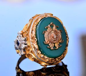 Jade Taş Yüzük - 925 Ayar Gümüş Yüzük - El Yapımı Erkek Altın Kaplama Yüzük (Aslan) - Görsel 3