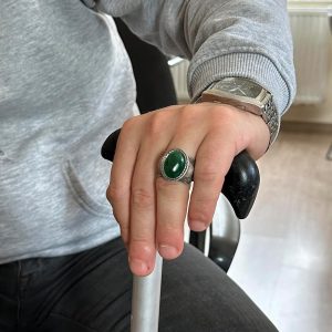 Doğal Taş Yüzük, 925 Ayar Gümüş Yüzük, (Jade) - Görsel 3