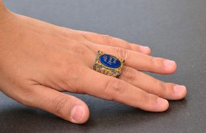 Erkekler için Gümüş Sultan Yüzük - İslami Tasarım (Mavi) - Görsel 6