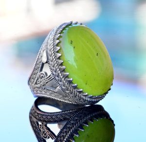 El Yapımı Jade Taş Yüzük, 925 Ayar Gümüş Erkek Yüzüğü - Sakinlik ve Uyum Tasarımı - Görsel 3