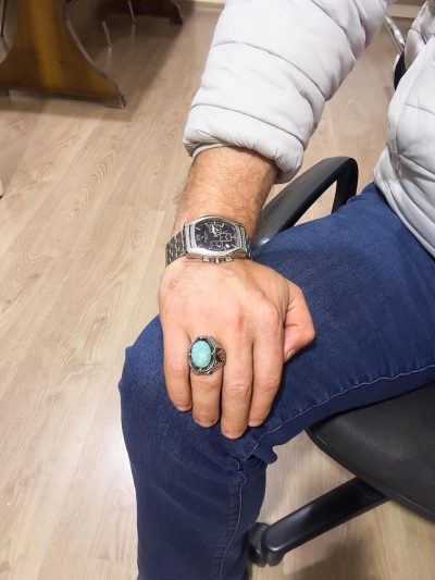 925 Ayar Katı Gümüş Yüzük - Doğal Amazonit Taşlı Yüzük - Görsel 3