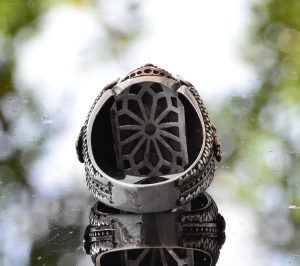 Gümüş Kartal Pençesi Turkuaz Yüzük Erkekler için, 925 Ayar Gümüş Erkek Yüzük, Büyük Yüzük - Görsel 8