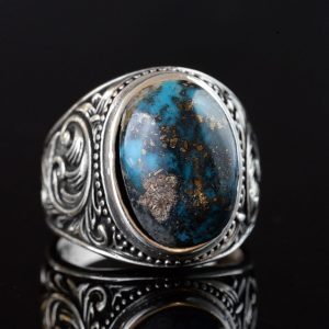 Gerçek Doğal Taş Yüzük, 925 Ayar Gümüş Yüzük (Turkuaz) - Görsel 5