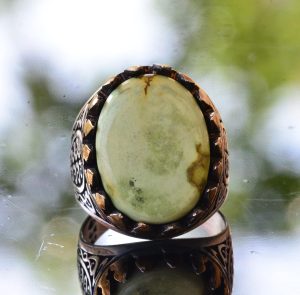 Doğal Yeşil Turkuaz Yüzük, Gümüş Yeşil Turkuaz Yüzük, 925 Ayar Gümüş Erkek Yüzüğü, Büyük Yüzük - Görsel 5