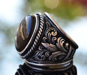 Erkekler için İnce Taş Koleksiyonu: 925 Ayar Gümüş Yüzükler - Doğal Taş Seçimi (Labradorit) - Görsel 4