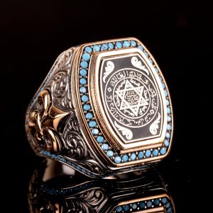 Solomon Mühr Yüzüğü, 925 Ayar Gümüş Erkek Yüzük, Davut Yıldızı Yüzüğü - Görsel 4