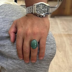 Gerçek Doğal Taş Yüzük - Gül Desenli Yüzük - 925 Ayar Gümüş Yüzük - El Yapımı Büyük Yüzük (Aventurin) - Görsel 3