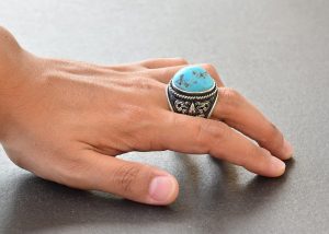 Doğal Arizona Turkuaz Taş Yüzük, Erkek Yüzük, Gümüş Yüzük yeşil - Görsel 6