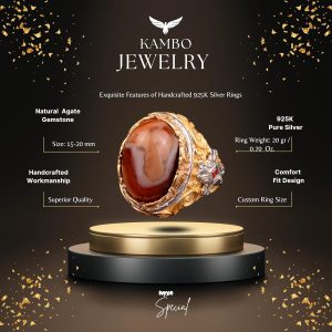 Gerçek Doğal Ağaç Taşlı Erkek Yüzük, 925 Ayar Gümüş Yüzük - Görsel 2