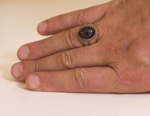 925 Ayar gümüş unisex Yüzük, Doğal Safir siyah yıldız Doğal Taş - Görsel 5