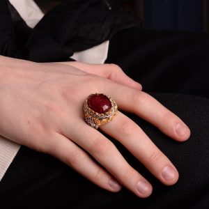 Gerçek Doğal Yakut Taşlı Yüzük, Erkekler için, 925 Ayar Gümüş Yüzük - Görsel 6