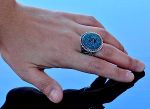 El Yapımı Süleyman Mührü Yüzüğü, Doğal Yeşil Oniks Taşı, İslami Erkek Yüzüğü, 925 Ayar Gümüş - Görsel 6