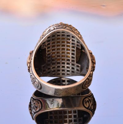 Gerçek Labradorit Taş Yüzük, 11.10 Karat, Gümüş Kral Yüzük, 925 Ayar Gümüş Yüzük - Görsel 8