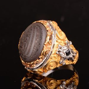 İslami Yüzük, Hematit Taşlı Yüzük, Dini Yüzük, Erkek Yüzüğü, 925 Ayar Gümüş Yüzük - Görsel 5