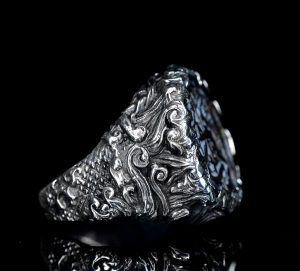 925 Ayar Gümüş Erkek Yüzük, Müslüman Yüzük, İslami Yüzük - Görsel 3