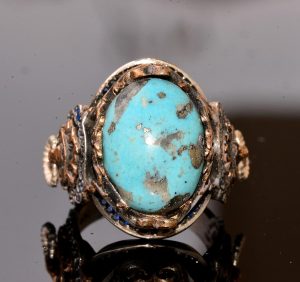 Gerçek Doğal Arizona Turkuaz Taşlı Aslan Yüzüğü - Gümüş Erkek Yüzüğü - Görsel 3