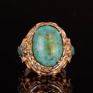 925 Ayar Gümüş Erkek Yüzük ile Doğal Arizona Turkuaz Taşı - Cesur ve Şık Tasarım, Günlük Kullanım ve Özel Etkinlikler için İdeal (Stil-4) - Görsel 3