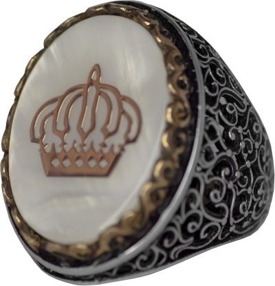 Regal ve Sembolik Erkek 925 Ayar Gümüş Yüzük - Taç Sembolü ve Doğal Taşlarla Süslenmiş - Görsel 1