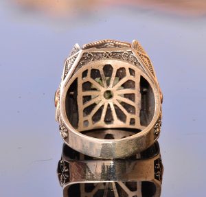 Gerçek Prehnit Yeşim Taşı Yüzük - Ayar Gümüş Erkek Bant Yüzüğü - Görsel 8