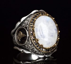 Erkekler için 925 Ayar Gümüş Yüzük - Doğal Aytaşı Taşlı Yüzük - Görsel 3