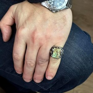 Gerçek Doğal Arizona Turkuaz Taşı Yüzük, Akrep Yüzüğü, Erkekler için Sterlin Gümüş Yüzük - Görsel 7