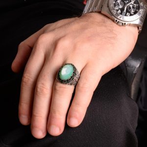 Gerçek Kristal Drusy Kuvars Taş Yüzük, 925 Ayar Gümüş Erkek Yüzük - Görsel 3