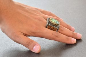 Gerçek Arizona Turkuaz Taşlı İslami Gümüş Yüzük - Spiritüel Erkek Yüzüğü - Görsel 6