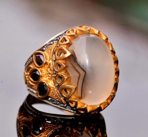 Erkekler için Gümüş Yüzük - Gerçek Doğal Yemen Akik Taşı - Görsel 4