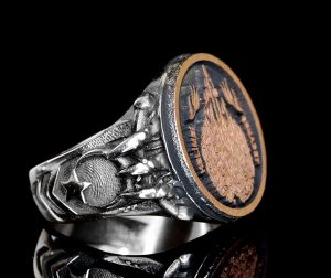 İslami İman İtirafı ile Gümüş Erkek Yüzük - Müslüman Yüzük - Görsel 4