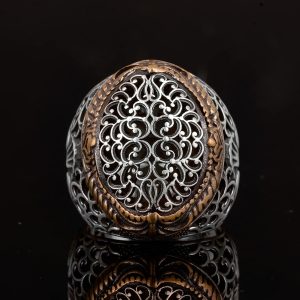 Erkekler için Katmanlı 925 Ayar Gümüş Yüzük, Detaylı Filigran Tasarımı, Vintage Tarzı - Görsel 3