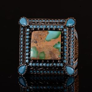 Gerçek Doğal Arizona Turkuaz Taş Yüzük, Kral Yüzük, Vintage Yüzük, El Yapımı Yüzük, 925 Ayar Gümüş Yüzük için Erkekler - Görsel 3