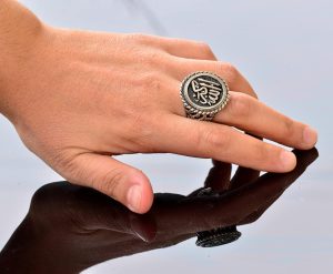 El Yapımı 925 Ayar Gümüş Erkek Yüzük - Ayrıntılı Dini Tasarım - İslami Yüzük - Görsel 6