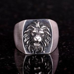 Aslan Yüzüğü, Hayvan Yüzüğü, Leo Yüzüğü, 925 Ayar Gümüş Yüzük, İfadeli Yüzük (Özelleştirilebilir) - Görsel 2