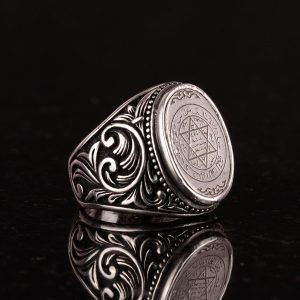 David Yıldızı Yüzüğü, 925 Ayar Gümüş Yüzük, Süleyman Mührü Yüzüğü, El Yapımı Erkek Süleyman Mührü Gümüş Yüzük - Görsel 4