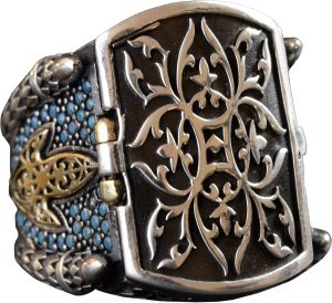 Şövalye Yüzüğü, Kral Yüzüğü, Gizli Kapaklı, 925K Erkek Sterlin Gümüş Yüzük - Görsel 1