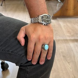 Gerçek Doğal Taş Yüzük - El Yapımı 925 Ayar Gümüş Yüzük (Larimar) - Görsel 3