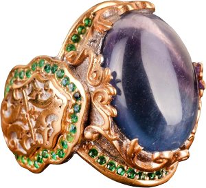 Gerçek Doğal Florit Taşı Yüzük, Sultan Yüzük, 925 Ayar Gümüş Yüzük Erkekler İçin, Hediye İçin - Görsel 1