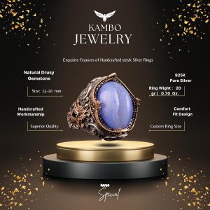 Gerçek Doğal Druzy Kristal Kuvars Taş Yüzük, Minimalist Yüzük, 925 Ayar Gümüş Yüzük - Görsel 2