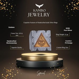 Sterling Gümüş Horus Göz Yüzüğü, Kare Tasarım, 925 Gümüş Erkek Yüzüğü - Görsel 2