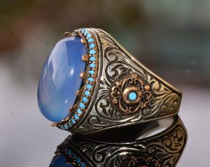 Gerçek Doğal Akik Taşlı Yüzük, 11.40 Karat, Erkek Gümüş Yüzük - Görsel 4