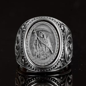 Ölüm Meleği Yüzüğü, 925 Ayar Gümüş Yüzük, El Yapımı Yüzük Erkekler İçin, Farklı Ölüm Meleği Yüzüğü - Görsel 3