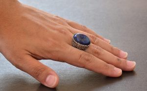 Gerçek Lapis Lazuli Taşı, El Yapımı Yüzük, Gümüş Erkek Yüzüğü - Görsel 6