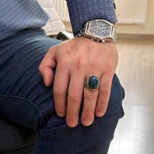 Denizci Çapa Yüzüğü, Doğal Azurit Taş Yüzüğü, 925 Ayar Sert Gümüş Erkek Yüzüğü, İçgörü ve Netlik Tasarımı - Görsel 3