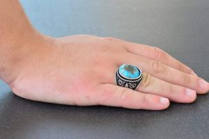 Gerçek Doğal Arizona Turkuaz Taş Yüzük, Sterlin Gümüş Erkek Yüzüğü - Görsel 6