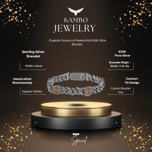 925 Ayar Gümüş Erkek Bilezik, Eski Dantelli Tasarım, El Yapımı Zincir Bilezik - Görsel 2