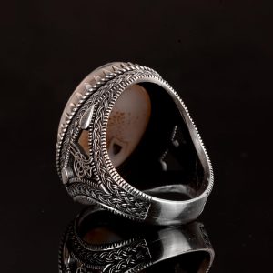 Gerçek Doğal Yemen Agat Taşı Yüzük, 27.90 Karat, Gümüş Yüzük, Osmanlı Mühür Yüzüğü, Erkek Yüzüğü - Görsel 7