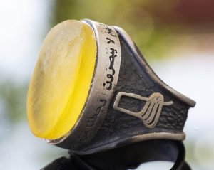 Doğal Baltık Amber Taşı 925 Ayar Gümüş Erkek Yüzük - Gerçek Ham Taş - Görsel 4